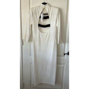 Alice + Olivia Black & White Cut Out Back Dress Long NWT $350 Form Fitting Knit